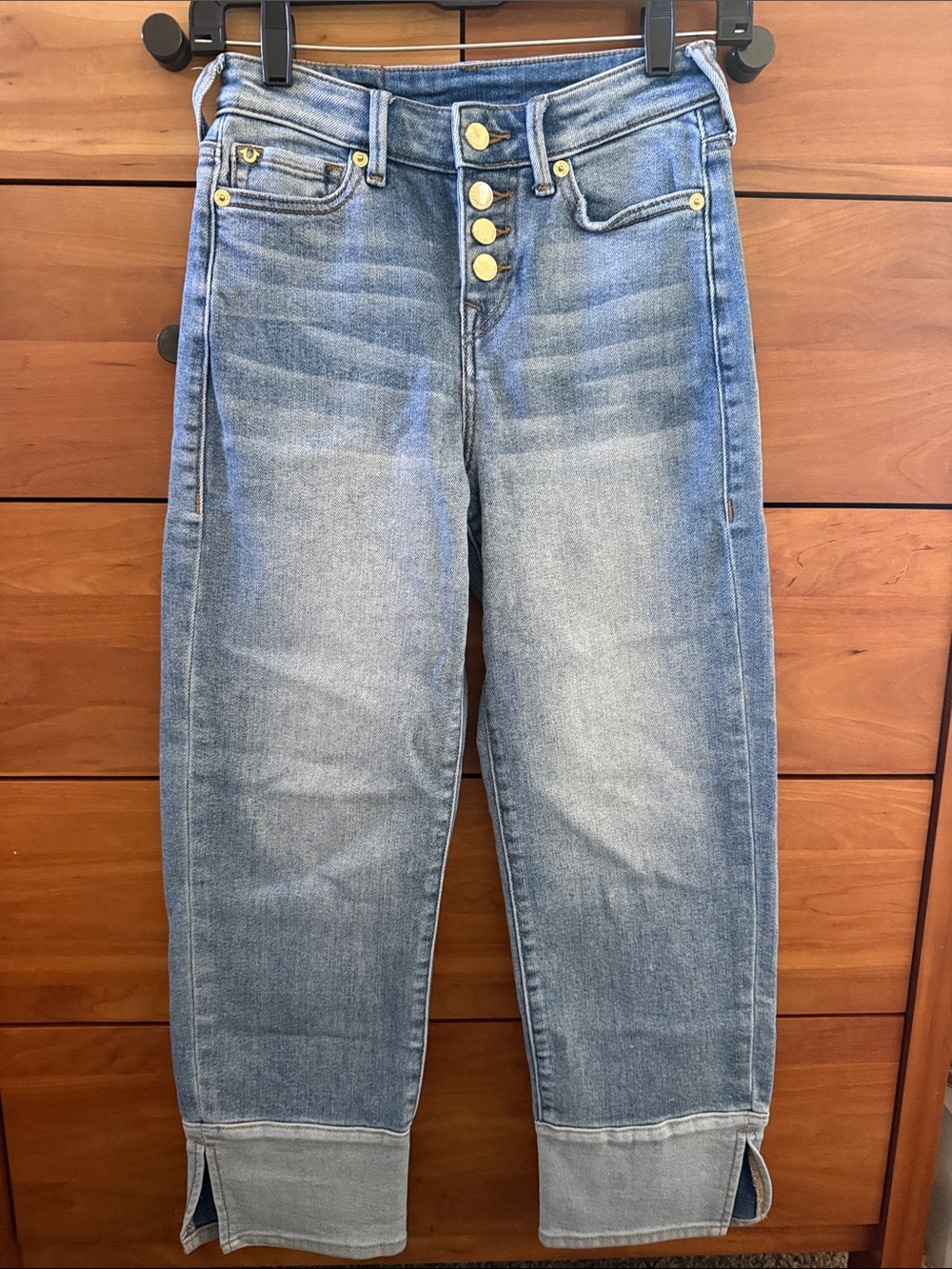 True Religion Light Blue Cropped Button-Fly Jeans Size 25